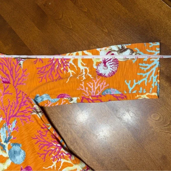 Chico's Women’s 3/4 Sleeve Coral Cotton Slub Vneck Sharkbite Hem 1 Medium - Picture 12 of 14